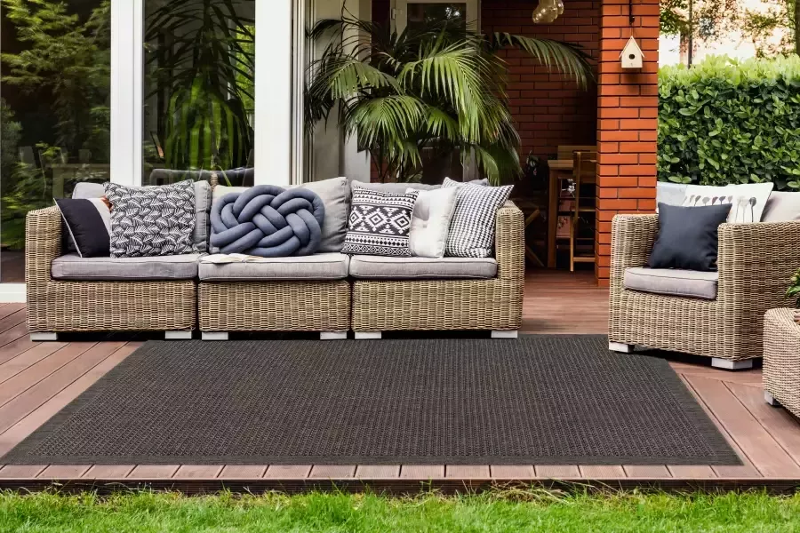 Sunset Vloerkleed Outdoor Buitengebruik Sisal look Flatwave Vloer kleed Tapijt Karpet 160x230 taupe bruin - Foto 3