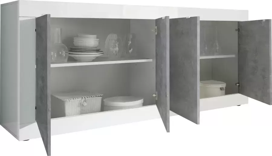 INOSIGN Dressoir Basis breedte 207 cm commode 4 deuren dressoir Metalen handgreep moderne frame-uitstraling veel opbergruimte kleurkeuze - Foto 4