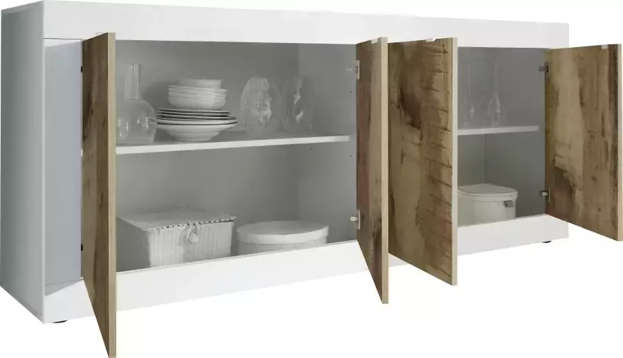 INOSIGN Dressoir Basis breedte 207 cm commode 4 deuren dressoir Metalen handgreep moderne frame-uitstraling veel opbergruimte kleurkeuze - Foto 4