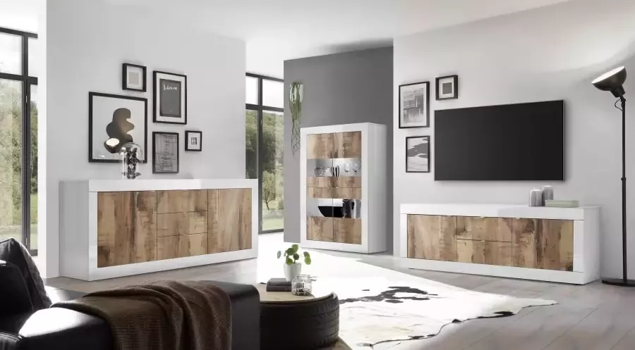 INOSIGN Dressoir Basis breedte 210 cm commode 2 deuren 3 lades dressoir Metalen handgreep moderne frame-uitstraling veel opbergruimte kleurkeuze - Foto 6