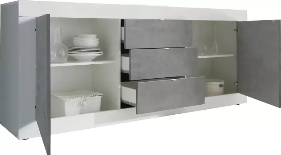 INOSIGN Dressoir Basis breedte 210 cm commode 2 deuren 3 lades dressoir Metalen handgreep moderne frame-uitstraling veel opbergruimte kleurkeuze - Foto 5