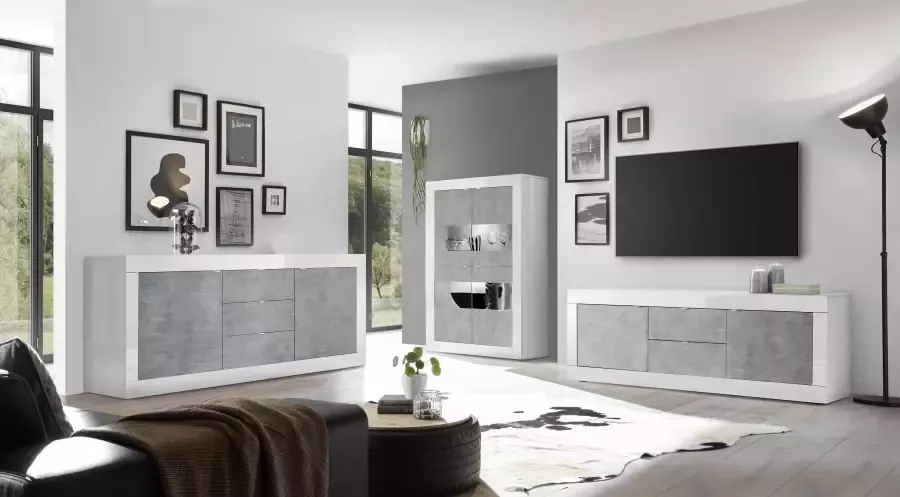 INOSIGN Dressoir Basis breedte 210 cm commode 2 deuren 3 lades dressoir Metalen handgreep moderne frame-uitstraling veel opbergruimte kleurkeuze - Foto 6