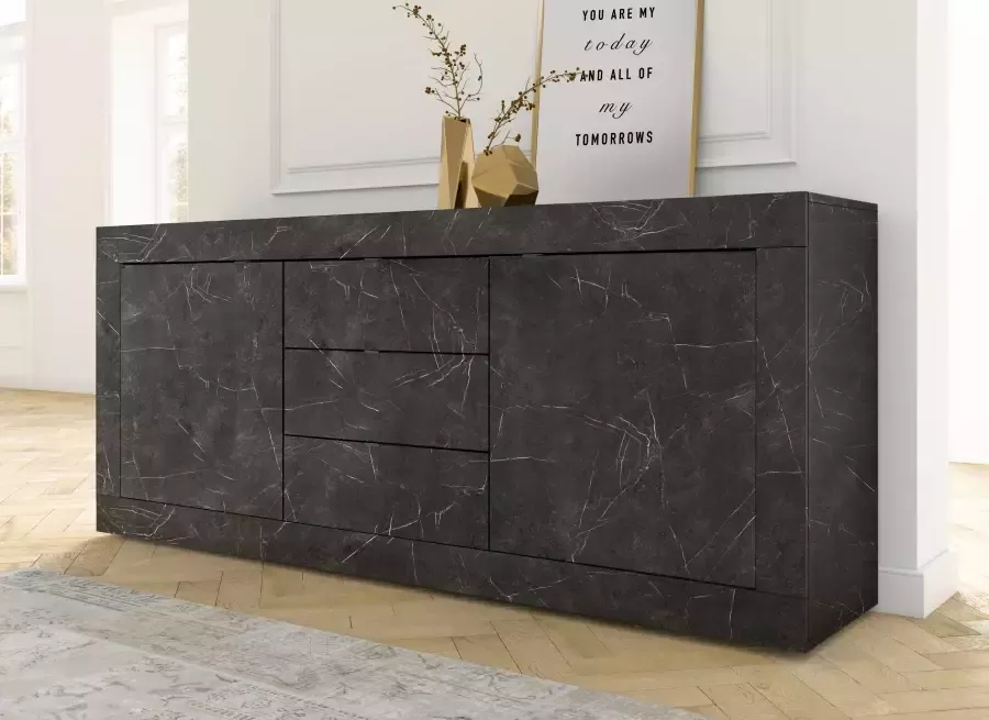 INOSIGN Dressoir Basis breedte 210 cm commode 2 deuren 3 lades dressoir Metalen handgreep moderne frame-uitstraling veel opbergruimte kleurkeuze - Foto 2