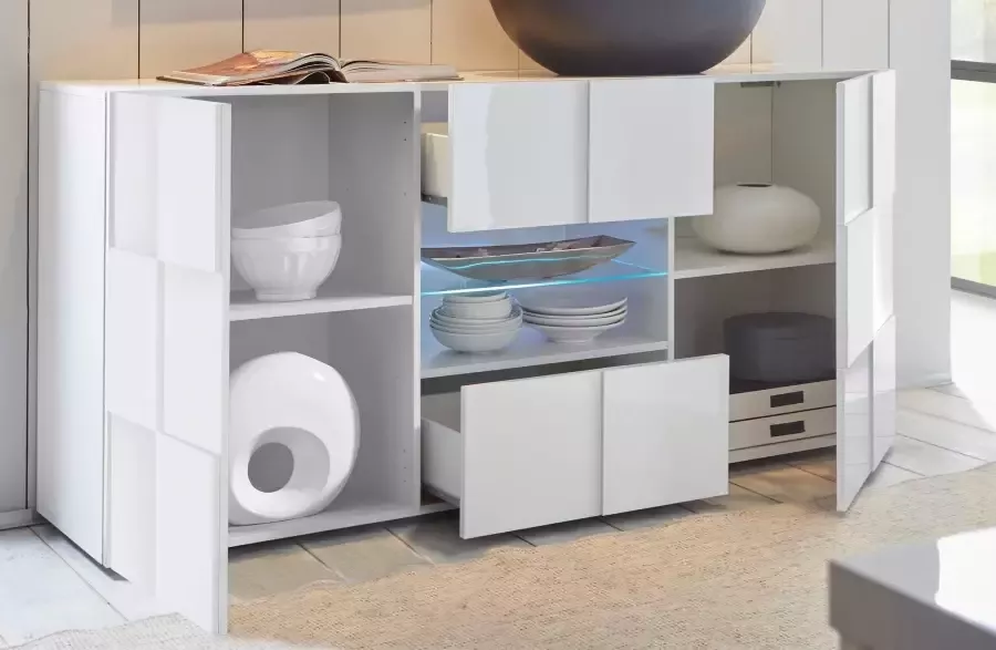 INOSIGN Dressoir Dama Breedte 181 Commode 2 deuren en 2 lades Dressoir Front in 3D-uiterlijk veel opbergruimte verschillende kleuren - Foto 7