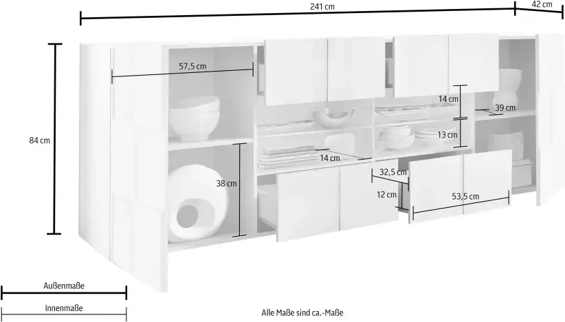 INOSIGN Dressoir Dama Breedte 241 Commode 2 deuren en 4 lades Dressoir Front in 3D-uiterlijk veel opbergruimte verschillende kleuren - Foto 3