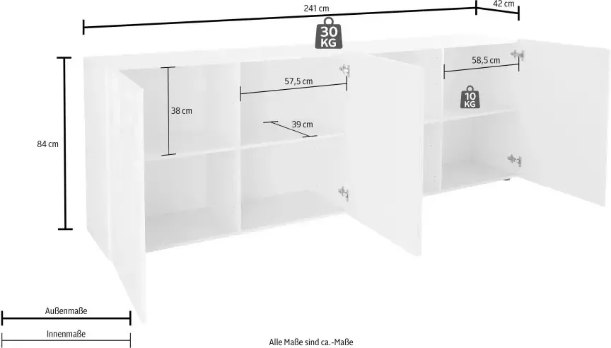 INOSIGN Dressoir Prisma Breedte 241 dressoir 4 deuren dressoir - Foto 2