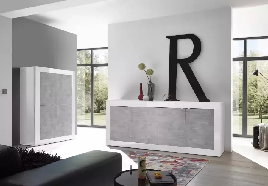 INOSIGN Highboard Basis hoogte 162 cm breedte 102 cm commode 4 deuren hoge commode Metalen handgreep moderne frame-uitstraling veel opbergruimte kleurkeuze