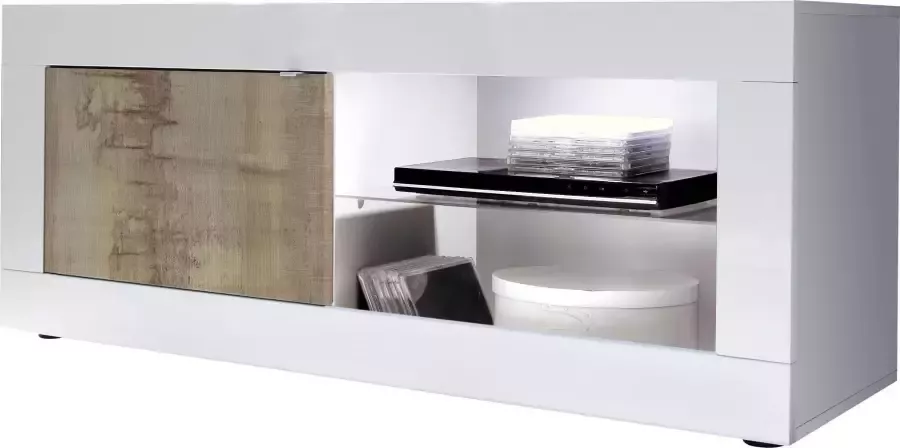 INOSIGN Tv-meubel Basis breedte 140 cm TV-meubel 1 deur 2 open vakken (glasbodem) - Foto 9