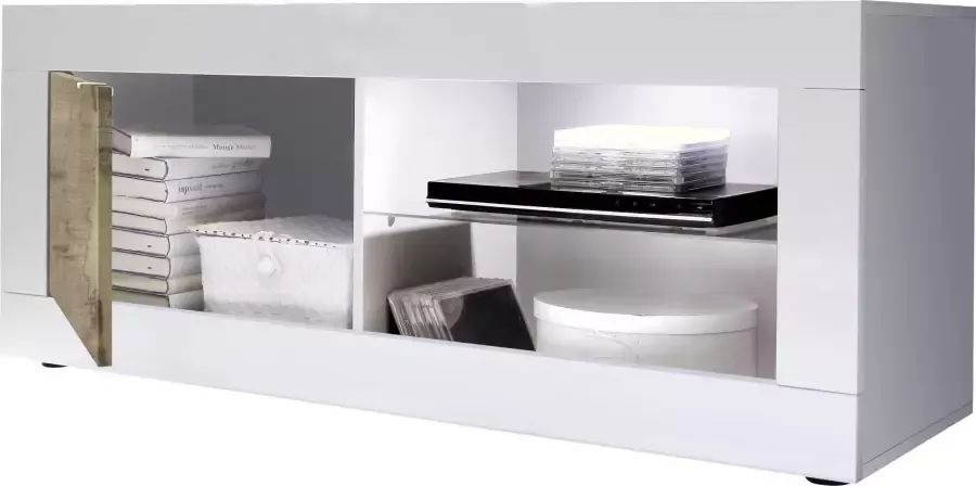 INOSIGN Tv-meubel Basis breedte 140 cm TV-meubel 1 deur 2 open vakken (glasbodem) - Foto 7