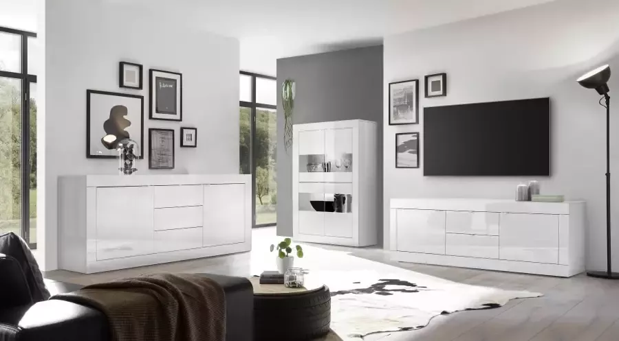 INOSIGN Tv-meubel Basis breedte 210 cm TV-meubel 2 deuren 2 lades TV-kast Metalen handgreep moderne frame-uitstraling veel opbergruimte kleurkeuze - Foto 3