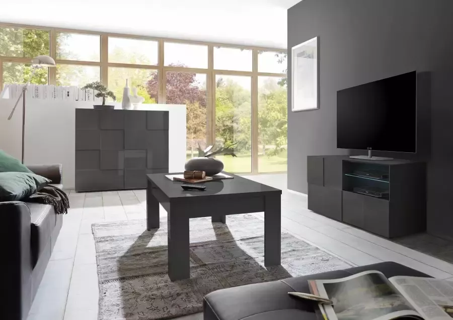 INOSIGN Tv-meubel Dama Breedte 121 cm TV-meubel 1 deur 1 lade TV-kast Front in 3D-uiterlijk greeploos verschillende kleuren