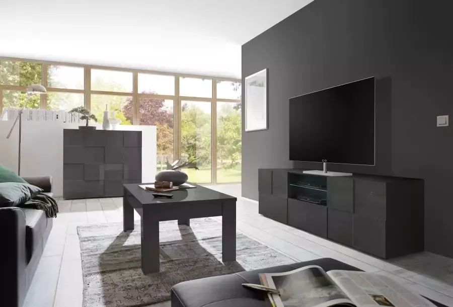 INOSIGN Tv-meubel Dama Breedte 181 cm TV-meubel 2 deuren 1 lade TV-kast Front in 3D-uiterlijk veel opbergruimte verschillende kleuren - Foto 3