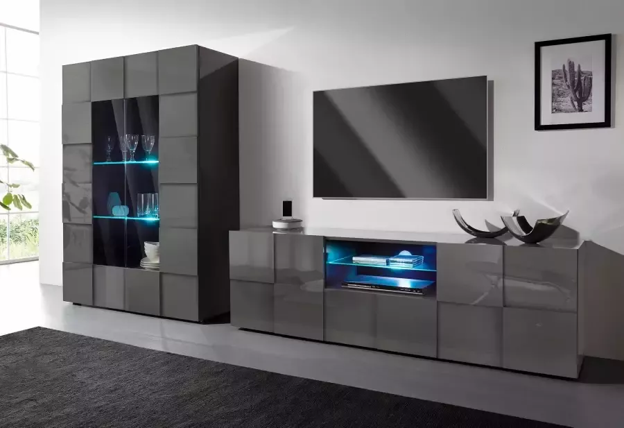INOSIGN Tv-meubel Dama Breedte 181 cm TV-meubel 2 deuren 1 lade TV-kast Front in 3D-uiterlijk veel opbergruimte verschillende kleuren - Foto 2