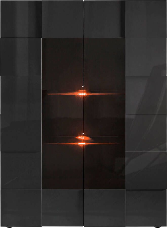 INOSIGN Vitrinekast Dama Hoogte 166 cm Breedte 121 cm Opberg vitrinekast met 2 deuren Staande vitrine front in 3D-uiterlijk veel opbergruimte verschillende kleuren - Foto 3