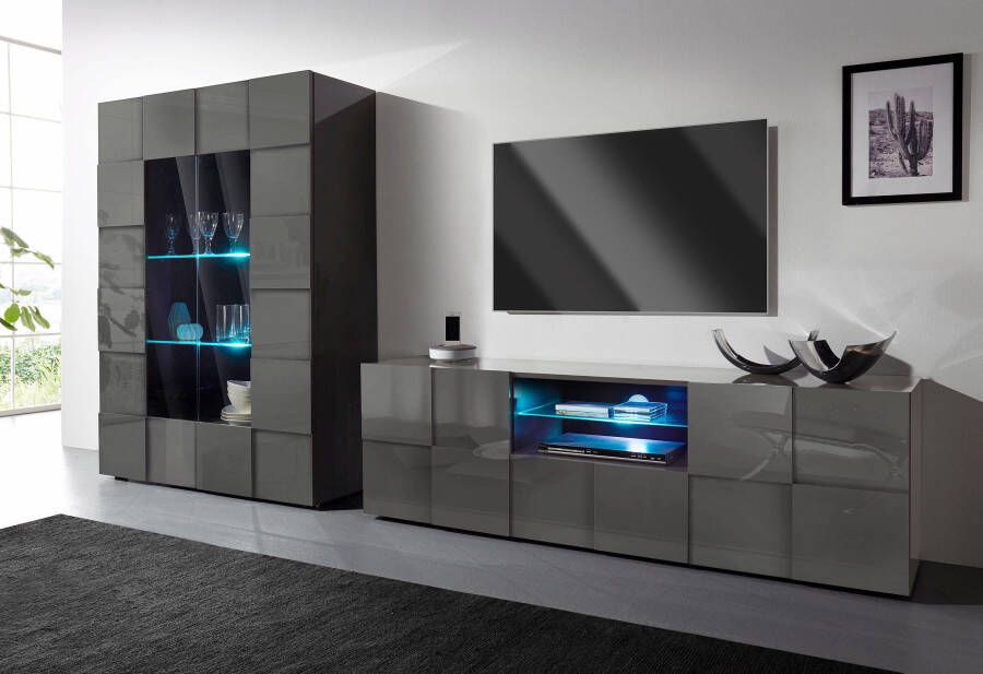 INOSIGN Vitrinekast Dama Hoogte 166 cm Breedte 121 cm Opberg vitrinekast met 2 deuren Staande vitrine front in 3D-uiterlijk veel opbergruimte verschillende kleuren - Foto 5