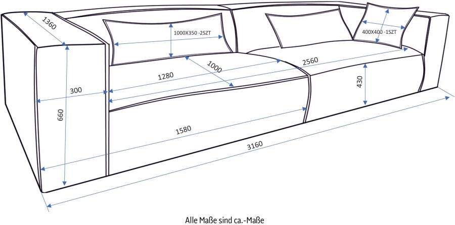 LeGer Home by Lena Gercke 3-zitsbank PIARA XXL sofa met biesnaad Big-sofa in cord of linnenlook - Foto 7