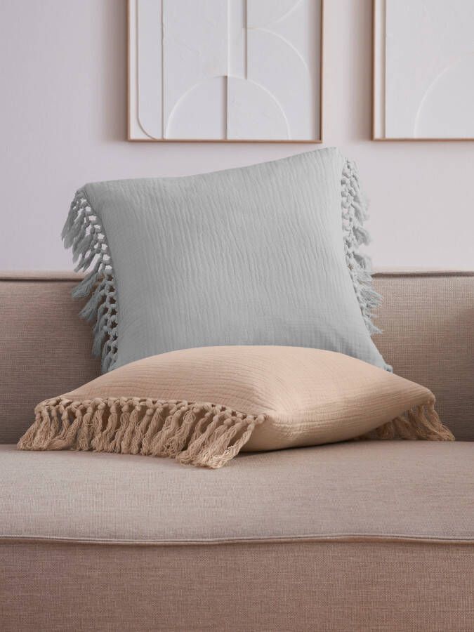 LeGer Home by Lena Gercke Sierkussen Hevin Musselin-look 2-delige set zonder vulling met franjes (2 stuks) - Foto 3
