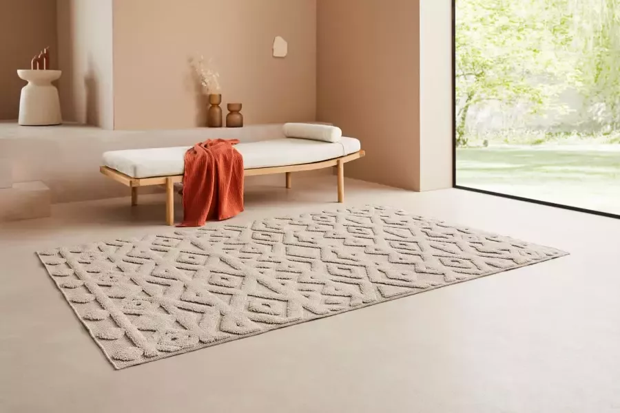 LeGer Home by Lena Gercke Vloerkleed Askja in wol-look reliëfeffect vloerkleed in boho-stijl - Foto 2