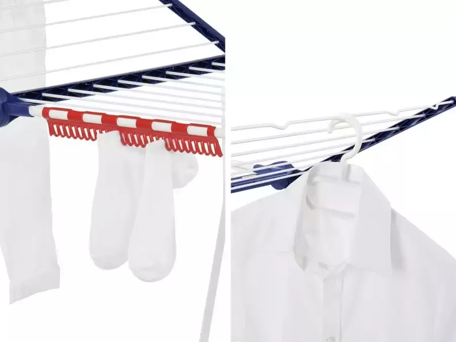 Leifheit Droogrek Pegasus 200 &5 kleerhangers 4 delen voor kleine kledingstukken + wasknijpertas zonder knijpers - Foto 1