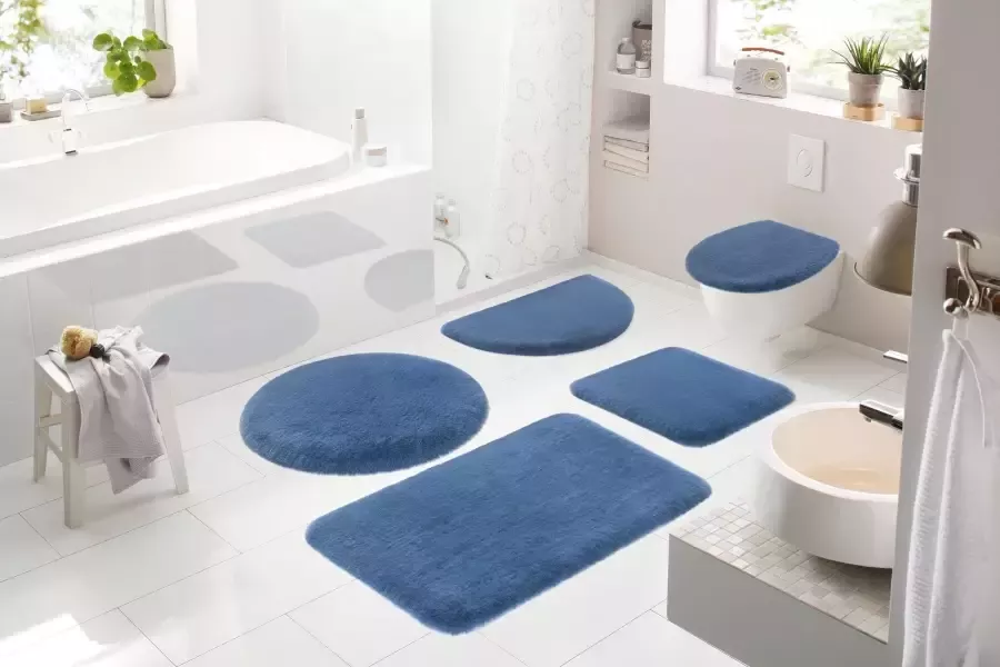 Leonique Badmat Ransol Badmat konijnenbont-gevoel rechthoekig rond & als 3-delige set
