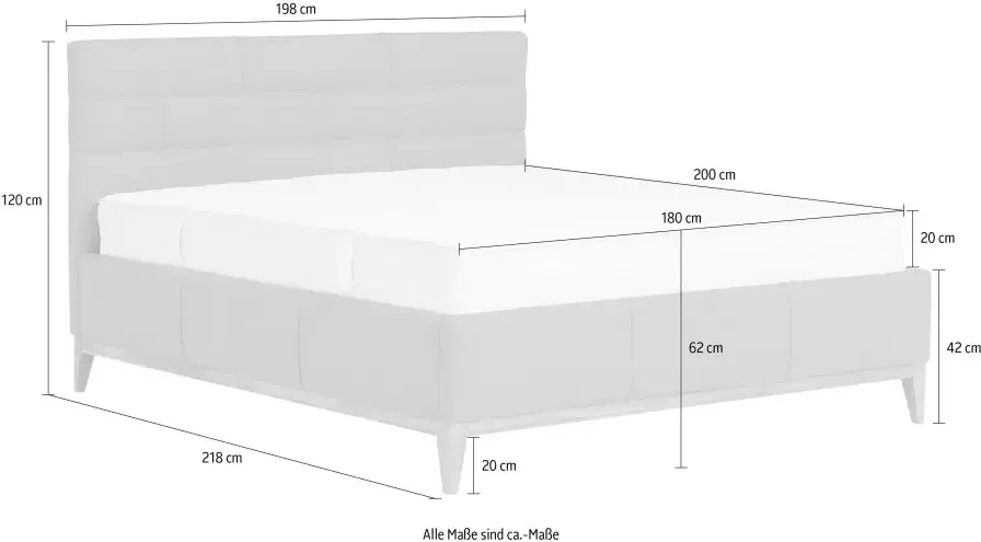 Leonique Gestoffeerd bed Balaine met lattenbodem bedkist ook met 7-zones-pocketveringsmatras - Foto 2