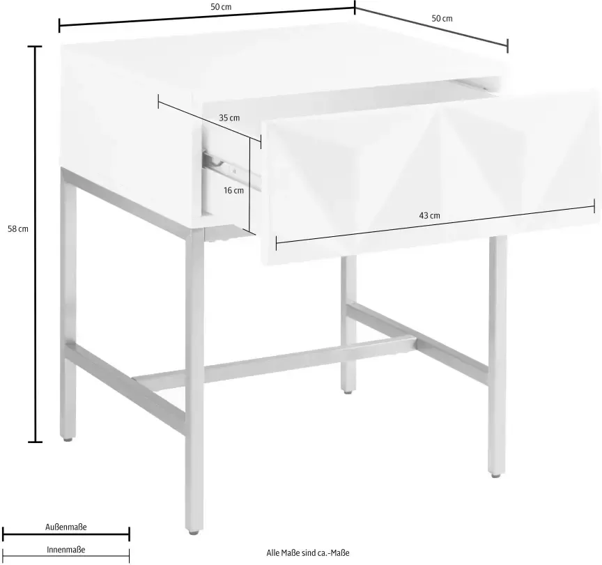 Leonique Bijzettafel Minfi Lade met 3D-front ook als nachtkastje geschikt breedte 50 cm - Foto 3