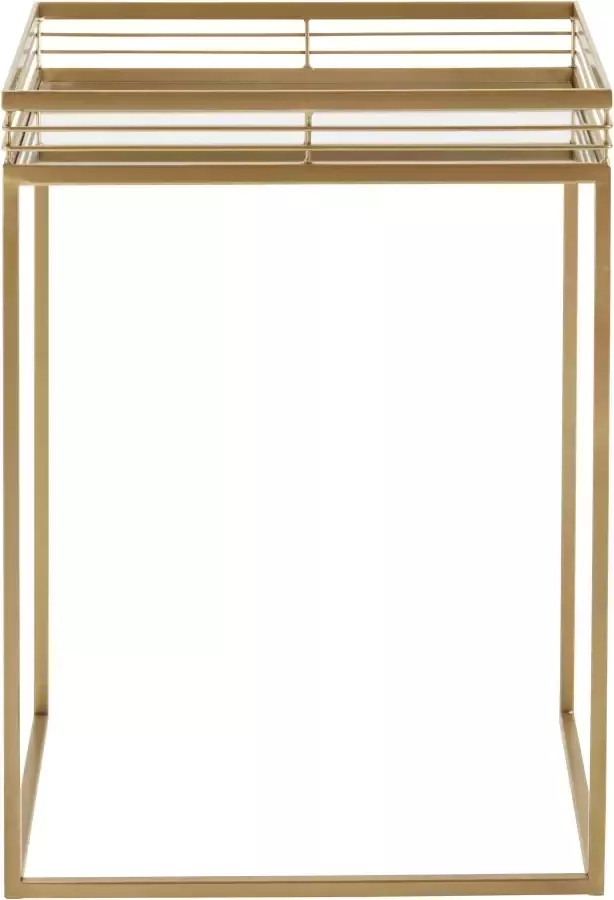 Leonique Bijzettafel Yanis met plateaus van spiegelglas en goudkleurig metalen frame (2 stuks) - Foto 3