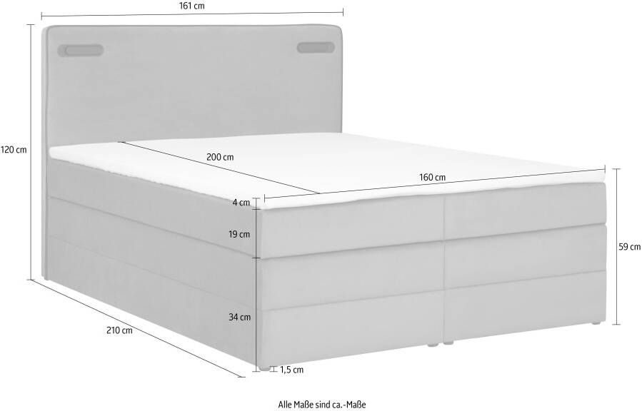 Leonique Boxspring Adil met ledverlichting inclusief topmatras van comfortschuim (5-delig) - Foto 2