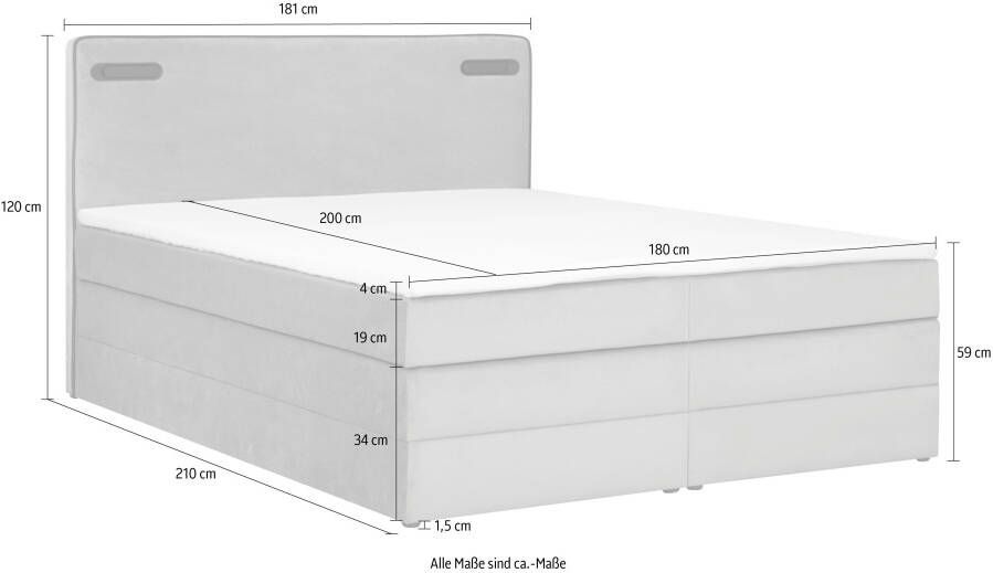 Leonique Boxspring Adil met ledverlichting inclusief topmatras van comfortschuim (5-delig) - Foto 4