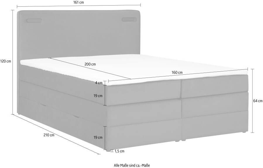 Leonique Boxspring Adil met ledverlichting inclusief topmatras van comfortschuim (5-delig) - Foto 3