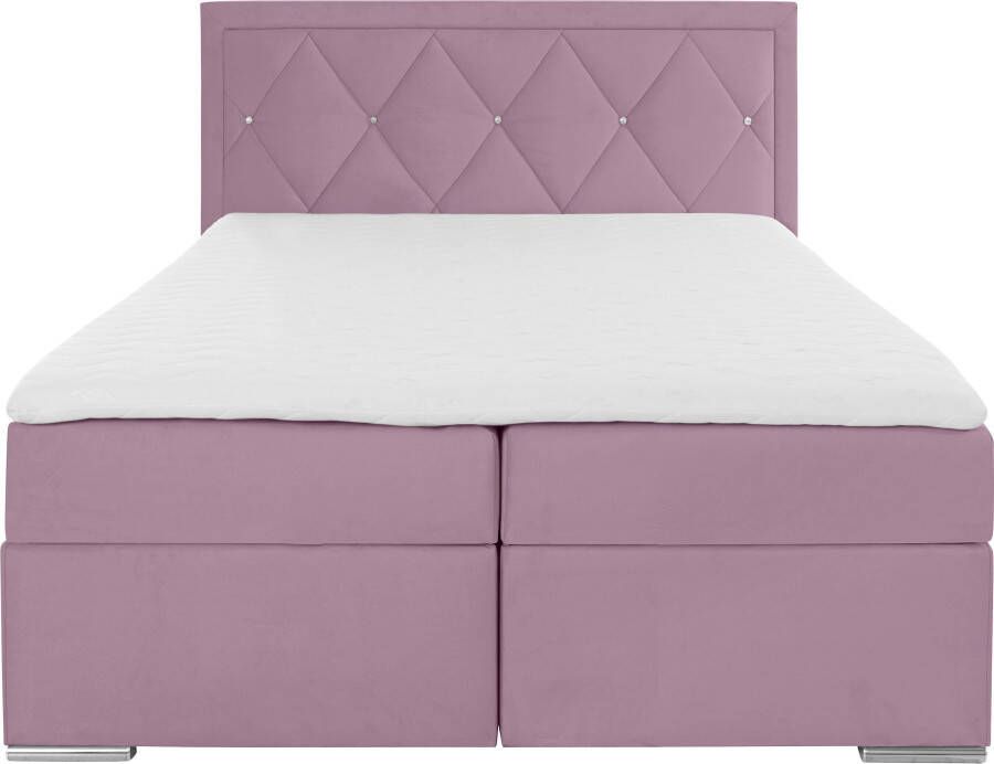 Leonique Boxspring Alfie bestseller optioneel met bedlade met strassteentjes in het hoofdbord h2 h3 en h4 ter keuze - Foto 2