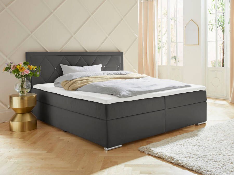 Leonique Boxspring Alfie bestseller optioneel met bedlade met strassteentjes in het hoofdbord h2 h3 en h4 ter keuze - Foto 1