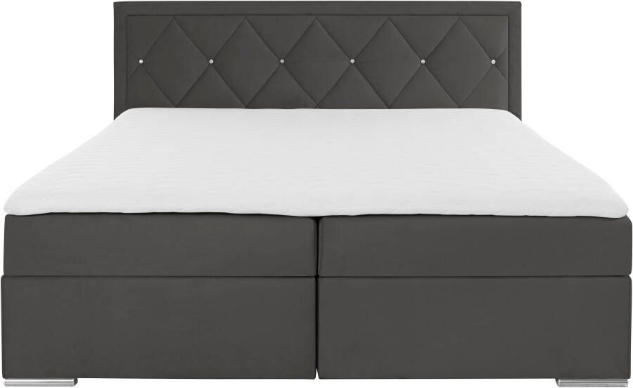 Leonique Boxspring Alfie bestseller optioneel met bedlade met strassteentjes in het hoofdbord h2 h3 en h4 ter keuze - Foto 6