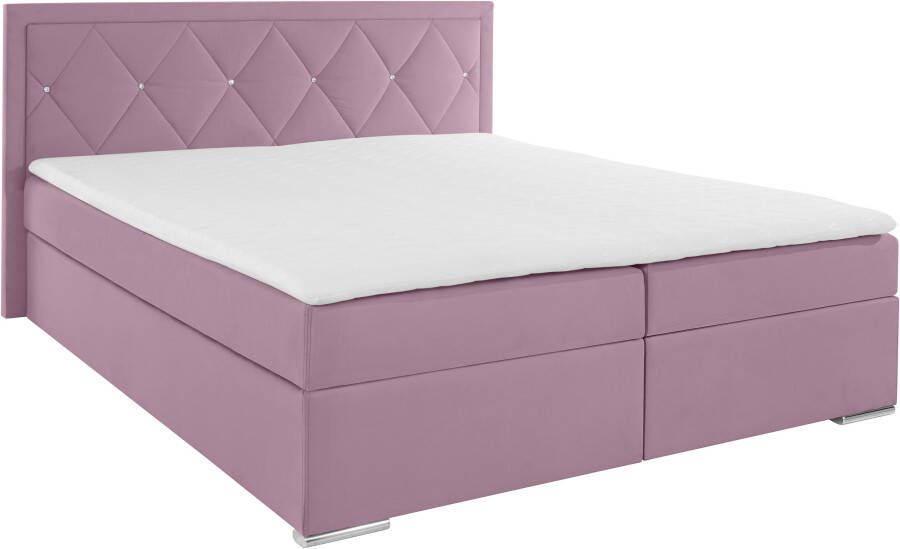 Leonique Boxspring Alfie bestseller optioneel met bedlade met strassteentjes in het hoofdbord h2 h3 en h4 ter keuze - Foto 9