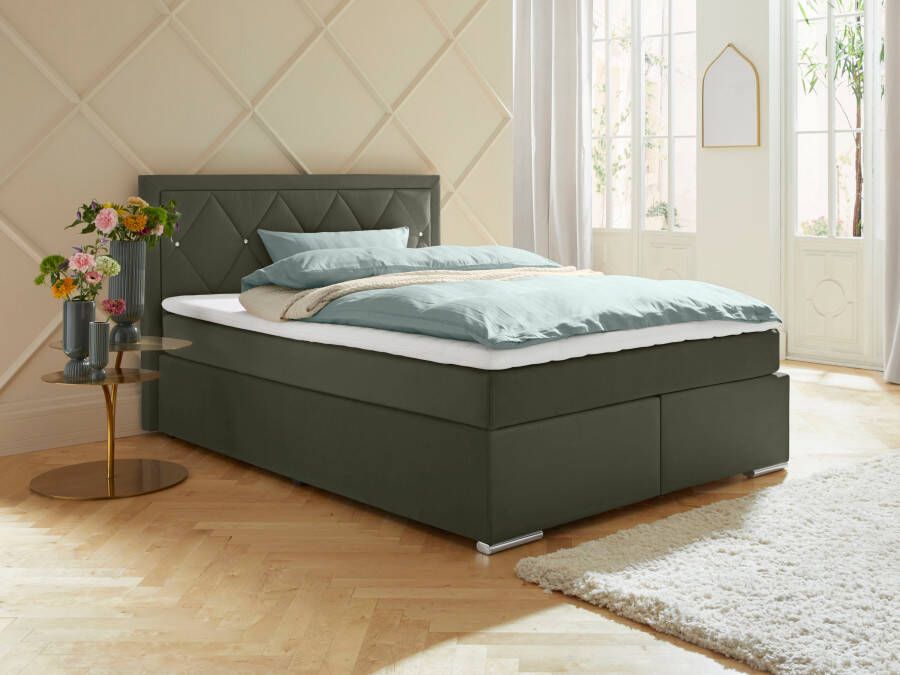 Leonique Boxspring Alfie bestseller optioneel met bedlade met strassteentjes in het hoofdbord h2 h3 en h4 ter keuze - Foto 2