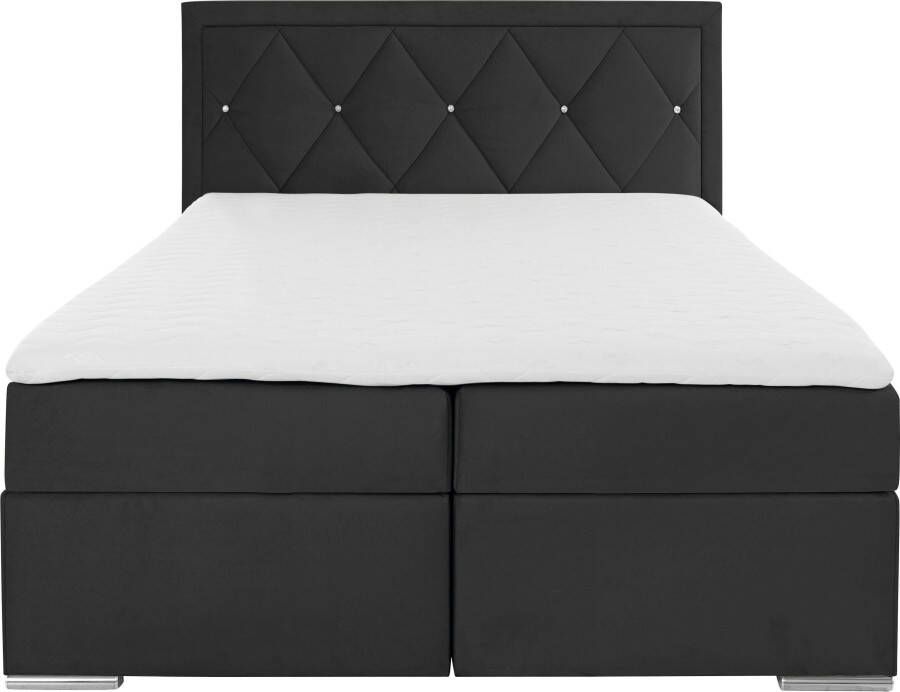 Leonique Boxspring Alfie bestseller optioneel met bedlade met strassteentjes in het hoofdbord h2 h3 en h4 ter keuze - Foto 1