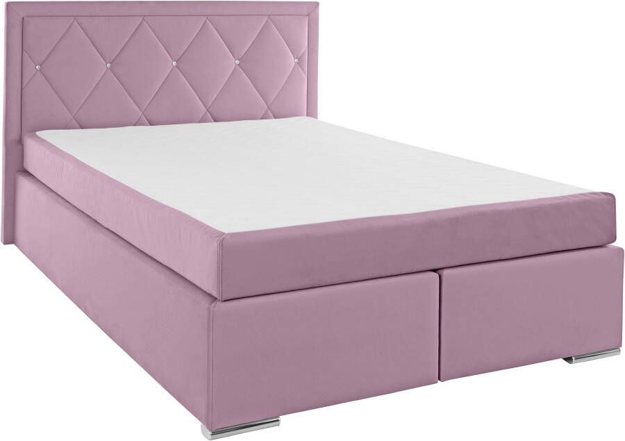 Leonique Boxspring Alfie bestseller optioneel met bedlade met strassteentjes in het hoofdbord h2 h3 en h4 ter keuze - Foto 5