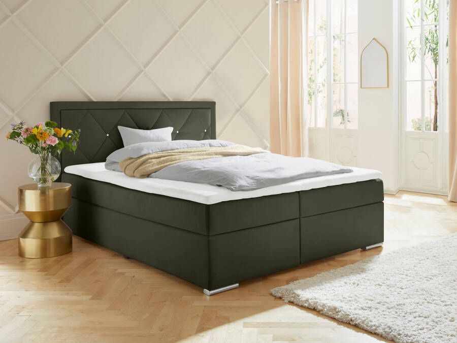 Leonique Boxspring Alfie bestseller optioneel met bedlade met strassteentjes in het hoofdbord h2 h3 en h4 ter keuze - Foto 2