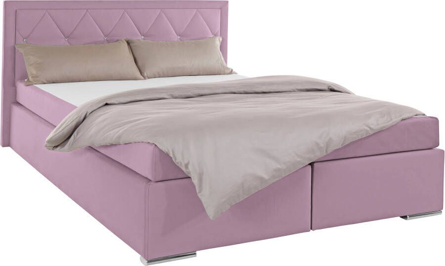 Leonique Boxspring Alfie bestseller optioneel met bedlade met strassteentjes in het hoofdbord h2 h3 en h4 ter keuze - Foto 8