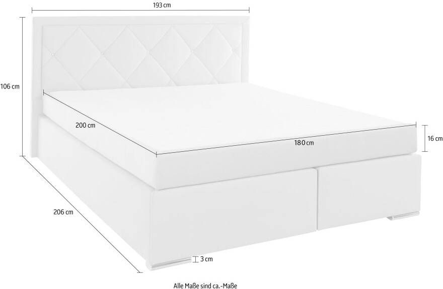 Leonique Boxspring Alfie bestseller optioneel met bedlade met strassteentjes in het hoofdbord h2 h3 en h4 ter keuze - Foto 6