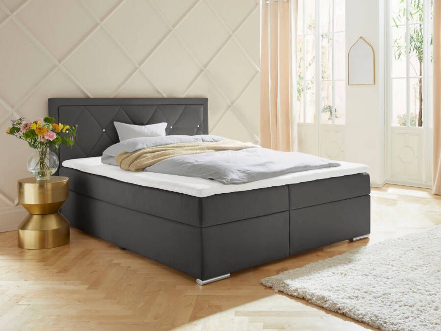 Leonique Boxspring Alfie bestseller optioneel met bedlade met strassteentjes in het hoofdbord h2 h3 en h4 ter keuze - Foto 2