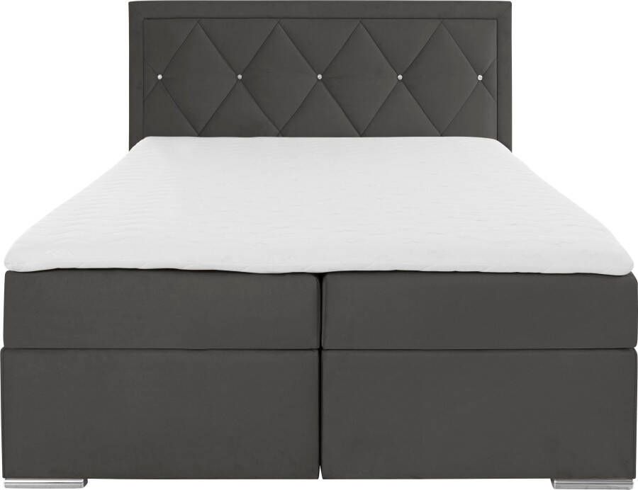 Leonique Boxspring Alfie bestseller optioneel met bedlade met strassteentjes in het hoofdbord h2 h3 en h4 ter keuze - Foto 1