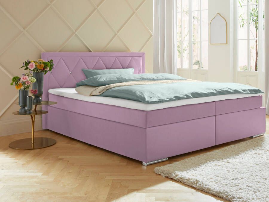 Leonique Boxspring Alfie bestseller optioneel met bedlade met strassteentjes in het hoofdbord h2 h3 en h4 ter keuze - Foto 2