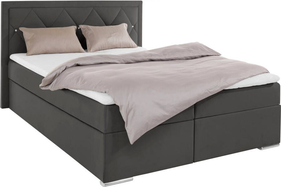 Leonique Boxspring Alfie bestseller optioneel met bedlade met strassteentjes in het hoofdbord h2 h3 en h4 ter keuze - Foto 4