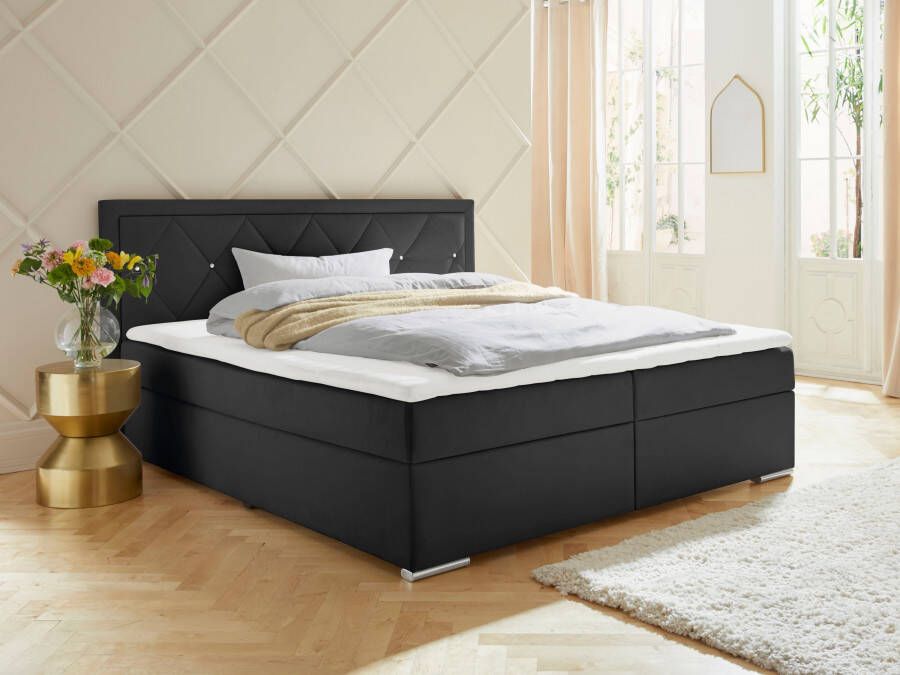 Leonique Boxspring Alfie bestseller optioneel met bedlade met strassteentjes in het hoofdbord h2 h3 en h4 ter keuze - Foto 1