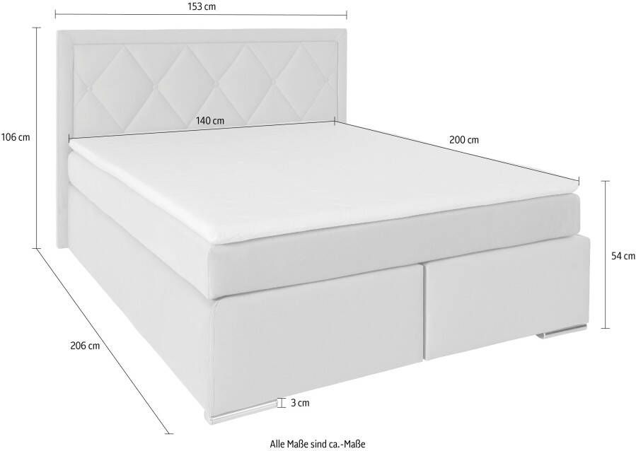 Leonique Boxspring Alfie bestseller optioneel met bedlade met strassteentjes in het hoofdbord h2 h3 en h4 ter keuze - Foto 4