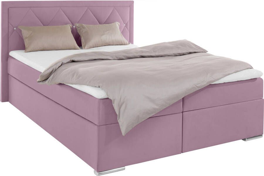 Leonique Boxspring Alfie bestseller optioneel met bedlade met strassteentjes in het hoofdbord h2 h3 en h4 ter keuze - Foto 5