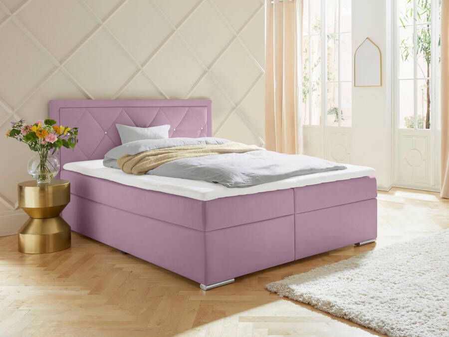 Leonique Boxspring Alfie bestseller optioneel met bedlade met strassteentjes in het hoofdbord h2 h3 en h4 ter keuze - Foto 3