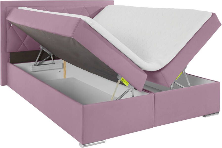 Leonique Boxspring Alfie bestseller optioneel met bedlade met strassteentjes in het hoofdbord h2 h3 en h4 ter keuze - Foto 4