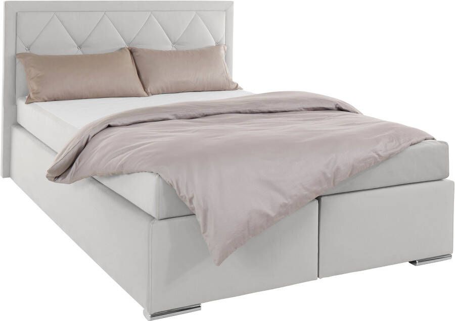 Leonique Boxspring Alfie bestseller optioneel met bedlade met strassteentjes in het hoofdbord h2 h3 en h4 ter keuze - Foto 4